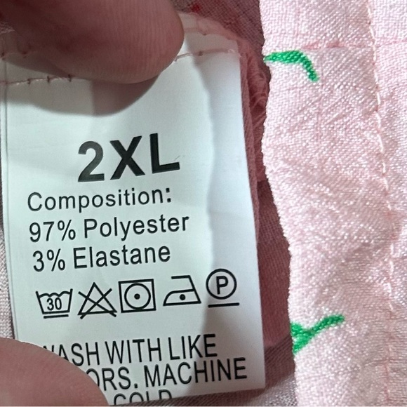 Coquette Pink Ruffle Pajama Set Floral Cottagecore Sleepwear Shorts 2X Plus - Picture 5 of 6